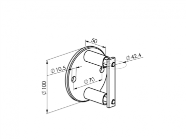 Edelstahl Geländerpfosten links Ø42,4 Bauhöhe 1000mm mit 2x Glasklemmen 63x45mm vorgesetzt Geländer V2A